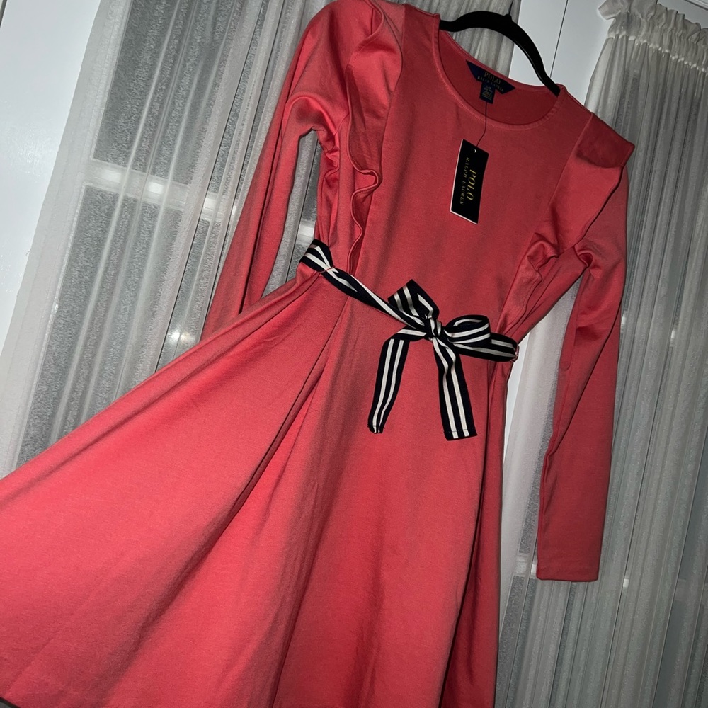 Polo Ralph Lauren Girls dress Coral Belted NWT - Picture 3 of 9